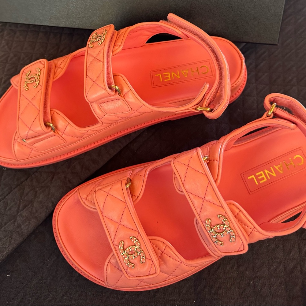 Chanel Pink Sandals with Elastic Panels